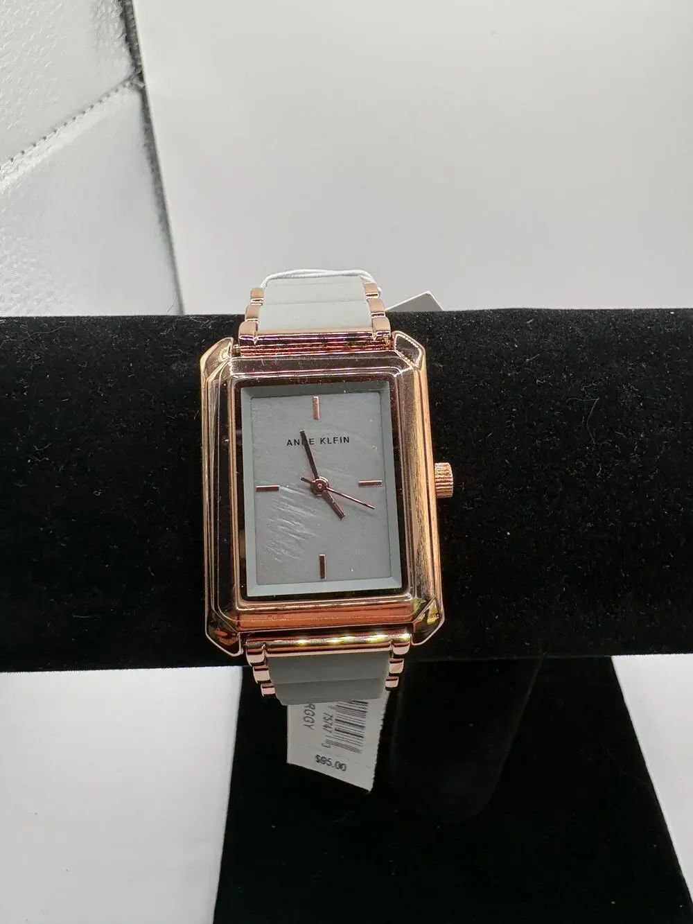 Anne Klein Women Watch Rose Gold Gray Two-Tone Rectangular Bracelet Nwt